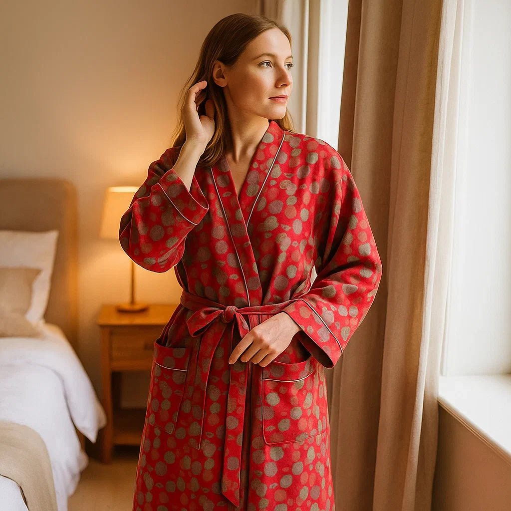 VeluBloom – Luksusellinen Puuvillainen Kylpytakki Hienolla Jacquard - kuviolla Tyylikkääseen Rentoutumiseen - EmiyoSuomi - Kylpytakit