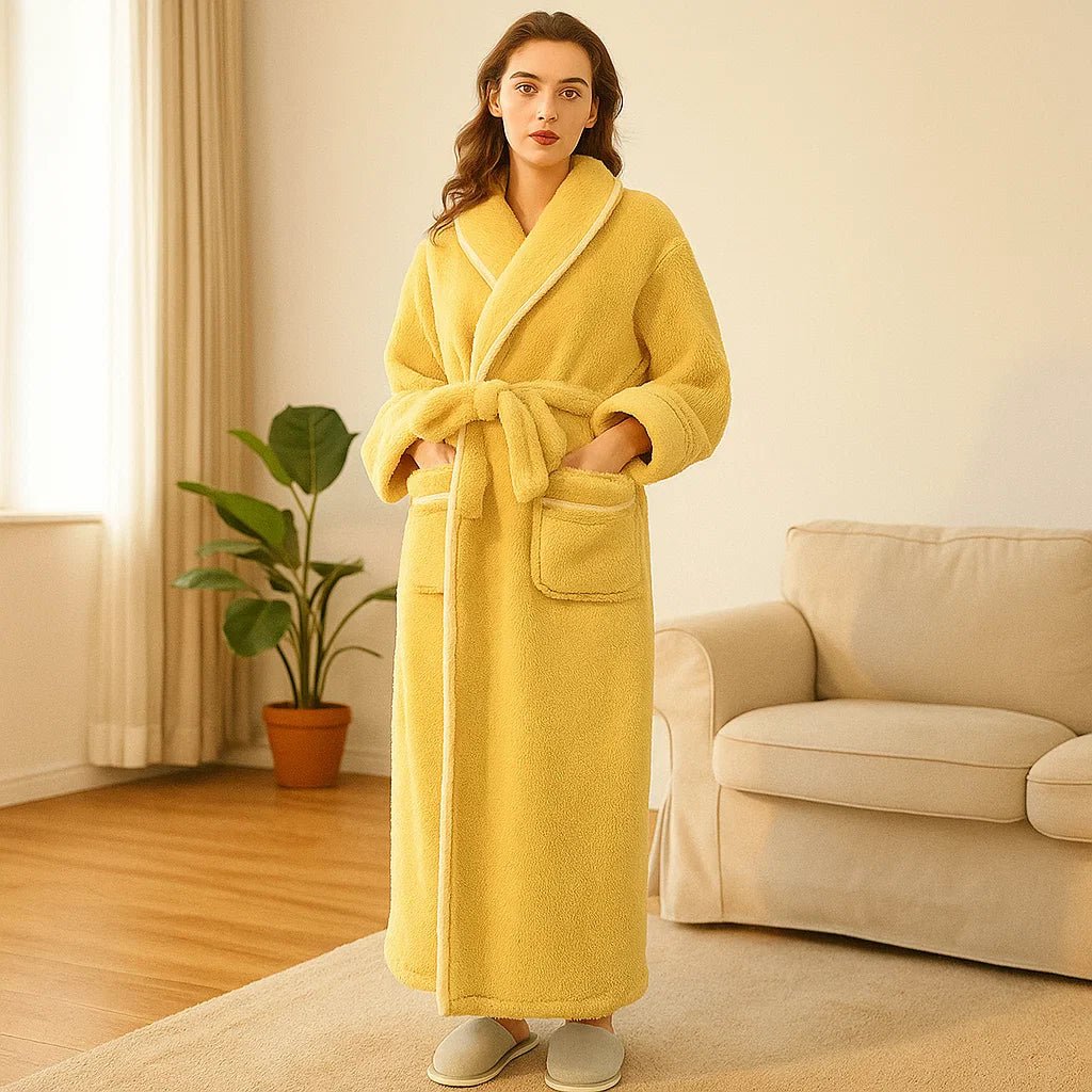 VeluLuxe – Tyylikäs Flanelli Kylpytakki Huipputasoisella Mukavuudella - EmiyoSuomi - Kylpytakit