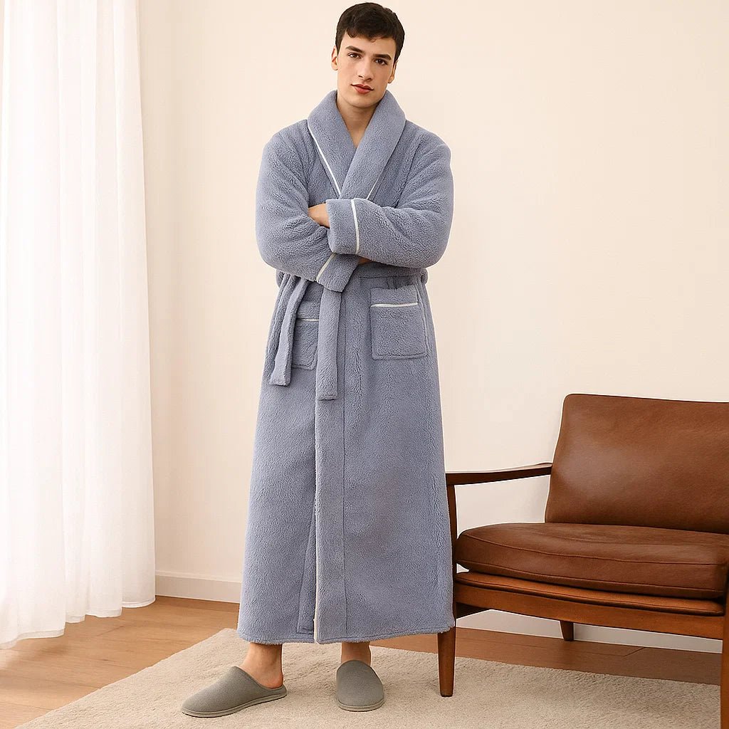 VeluLuxe – Tyylikäs Flanelli Kylpytakki Huipputasoisella Mukavuudella - EmiyoSuomi - Kylpytakit