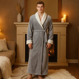 VeluSoft – Tyylikäs Fleece - kylpytakki Luksusmaisella Kontrastivärillä Rentoutumiseen - EmiyoSuomi - Kylpytakit