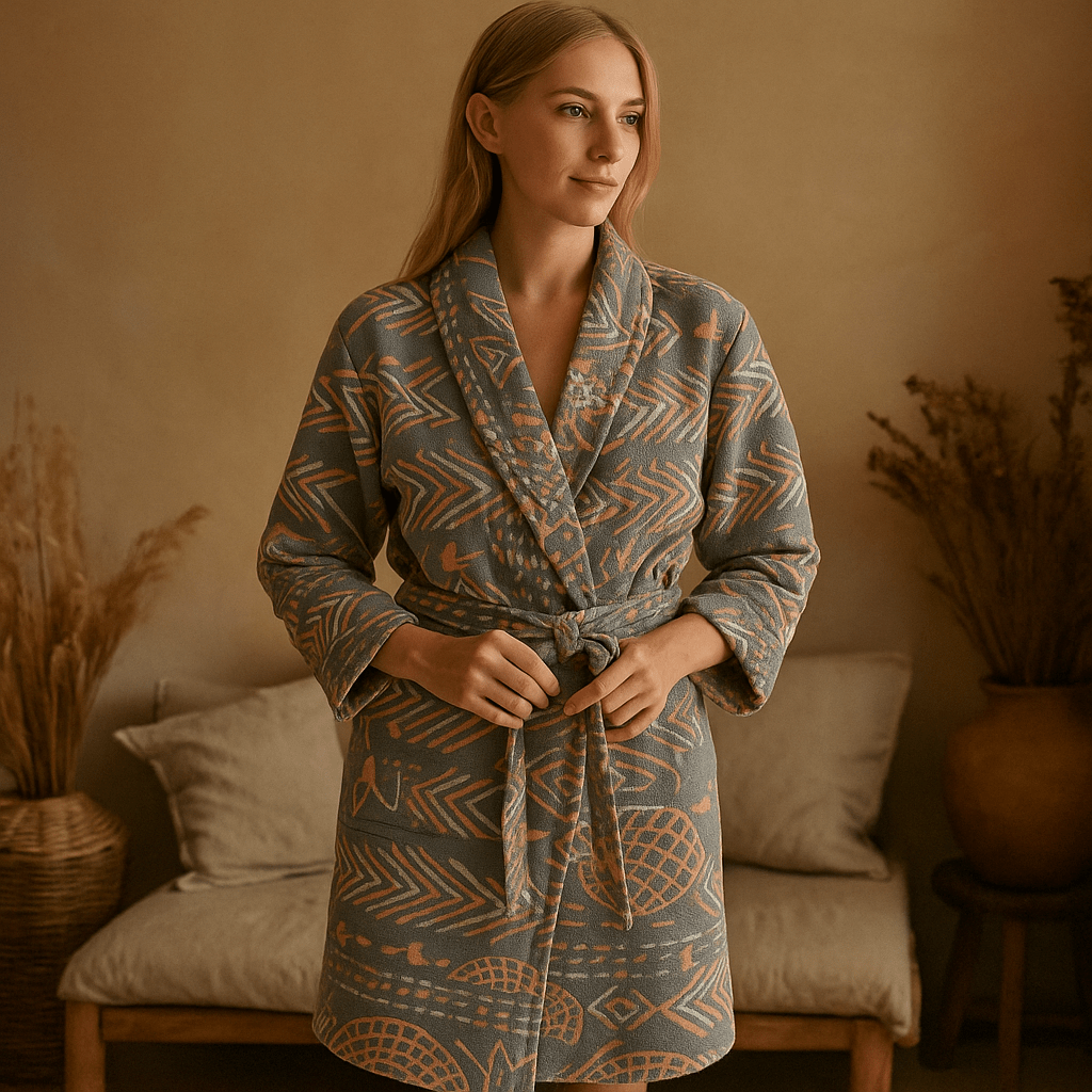 VelvetMorn – Pehmeä Luksuspyjama Puuvillasekoitteesta Rentouttaviin Hetkiin - EmiyoSuomi - Kylpytakit