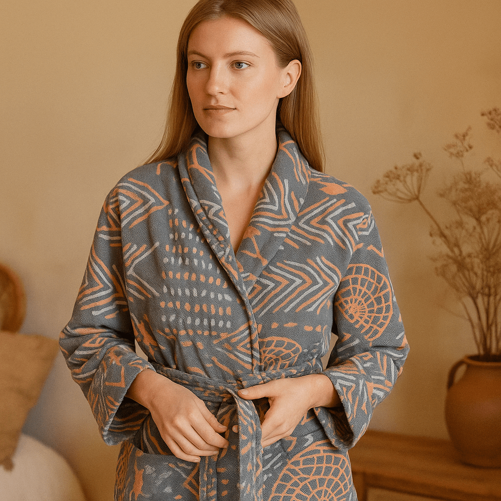 VelvetMorn – Pehmeä Luksuspyjama Puuvillasekoitteesta Rentouttaviin Hetkiin - EmiyoSuomi - Kylpytakit