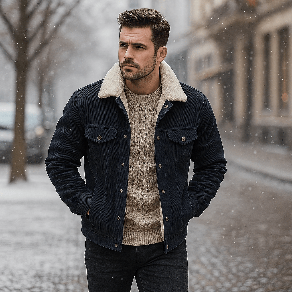 Vibe - Vahva ja Tyylikäs Cordtakki Miehille - Mukavuus & Kestävyys - EmiyoSuomi - Takit - Miehet