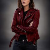 Vintage Naisten Nahkatakki - Vetoketju - Tyylikäs & Kestävä - EmiyoSuomi - Takki Nainen