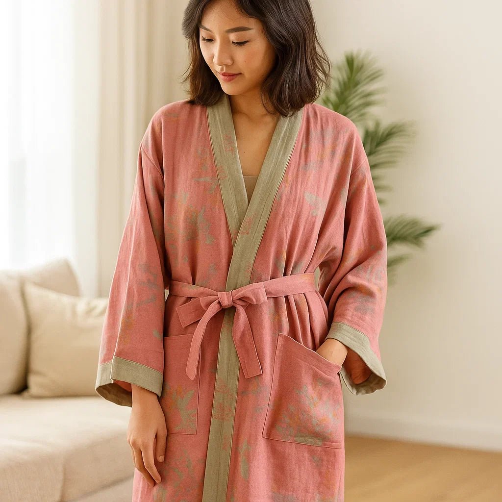 VintageLoom – Hengittävä Vaatteiden Puuvillainen Aamupuku Ajattomalla Retro Viehätyksellä - EmiyoSuomi - Kylpytakit