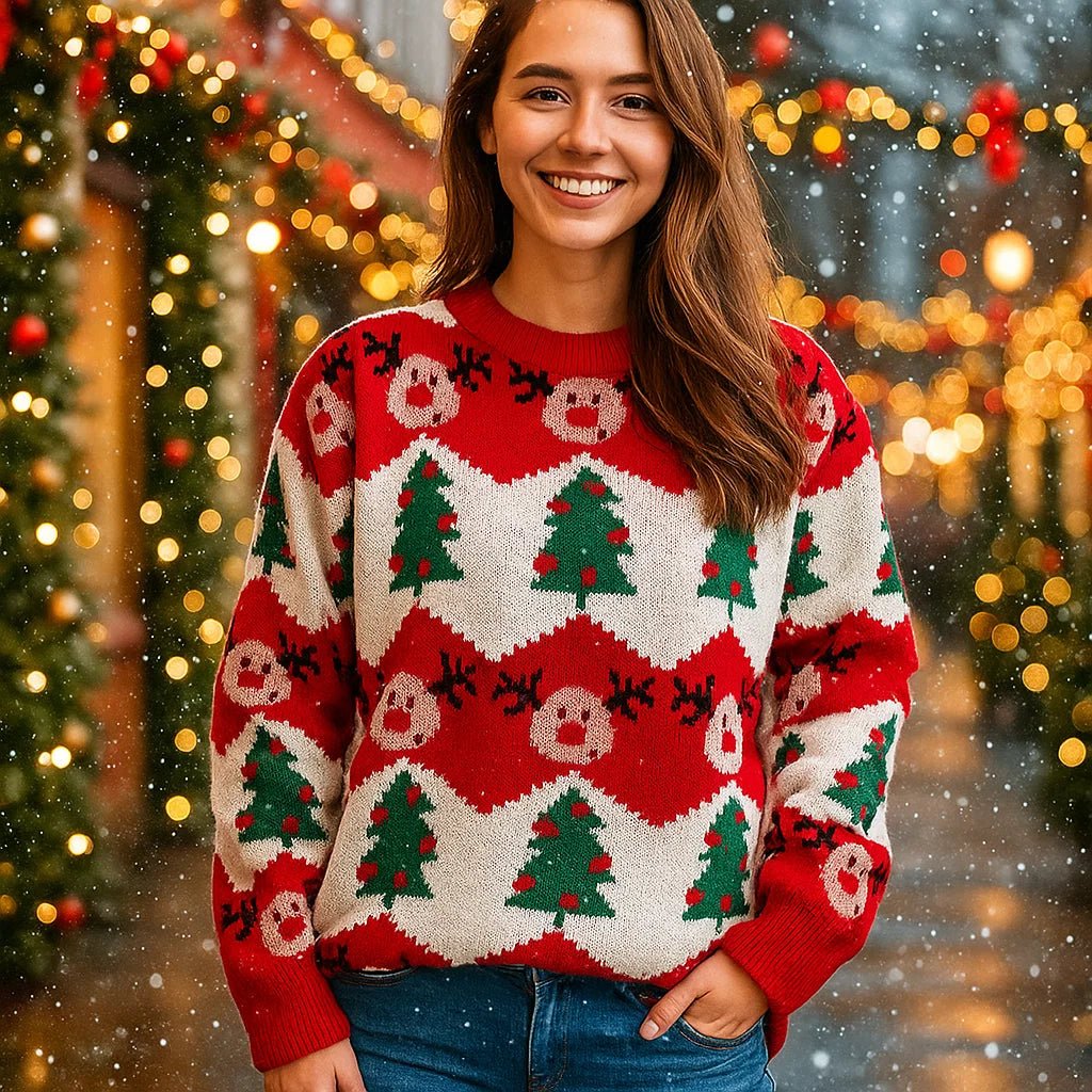 Vivano – Naisten Joulupaita – Poro – Kuusi – Joulu - EmiyoSuomi - Joulupuserot