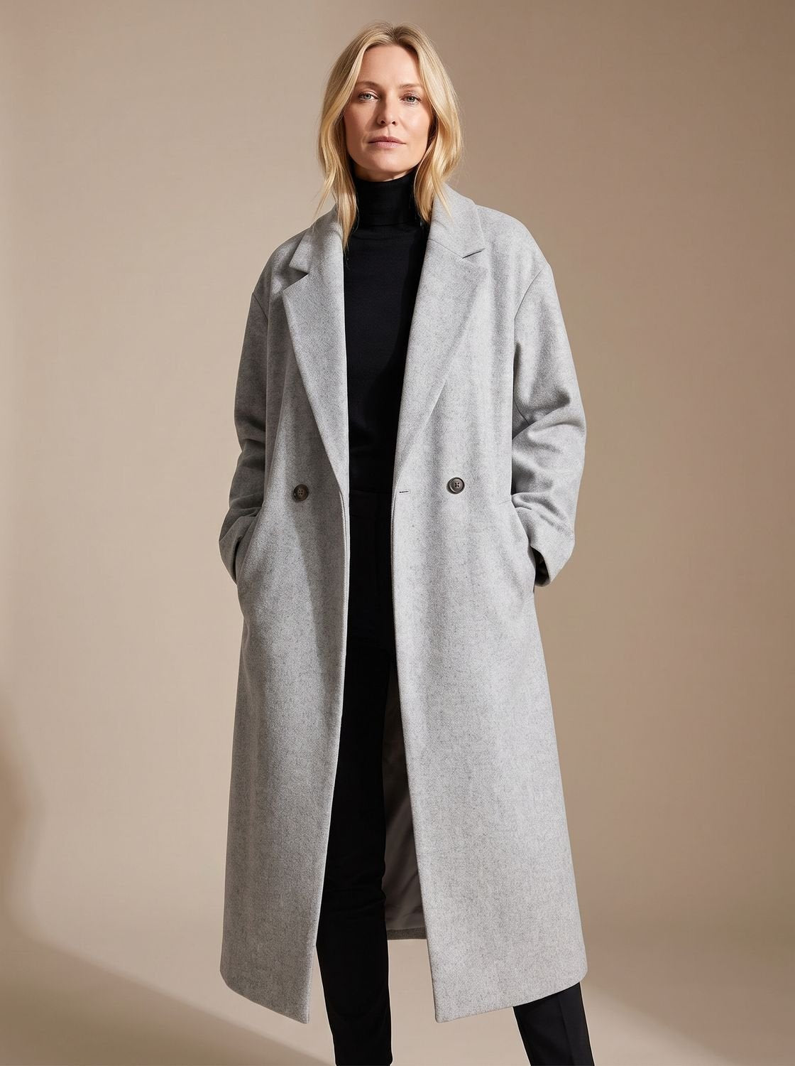 Naisten pitkä kaksirivisnapitus talvitakki regular-fit lovipääntie