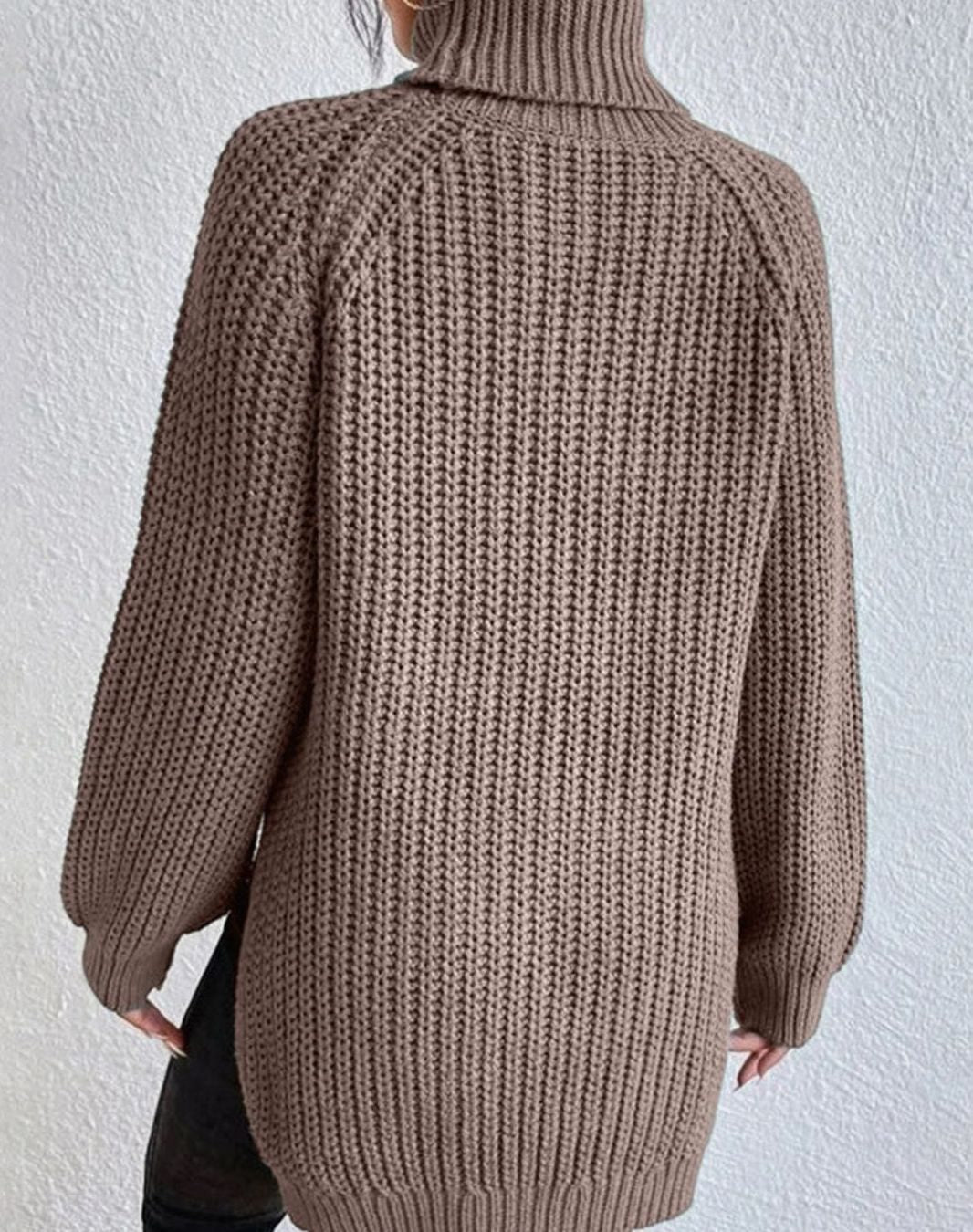 Naisten ribbed knit poolokaula neulepusero väljä istuvuus
