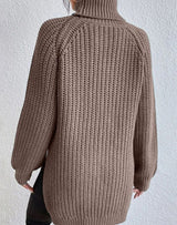 Naisten ribbed knit poolokaula neulepusero väljä istuvuus