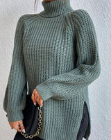 Naisten ribbed knit poolokaula neulepusero väljä istuvuus