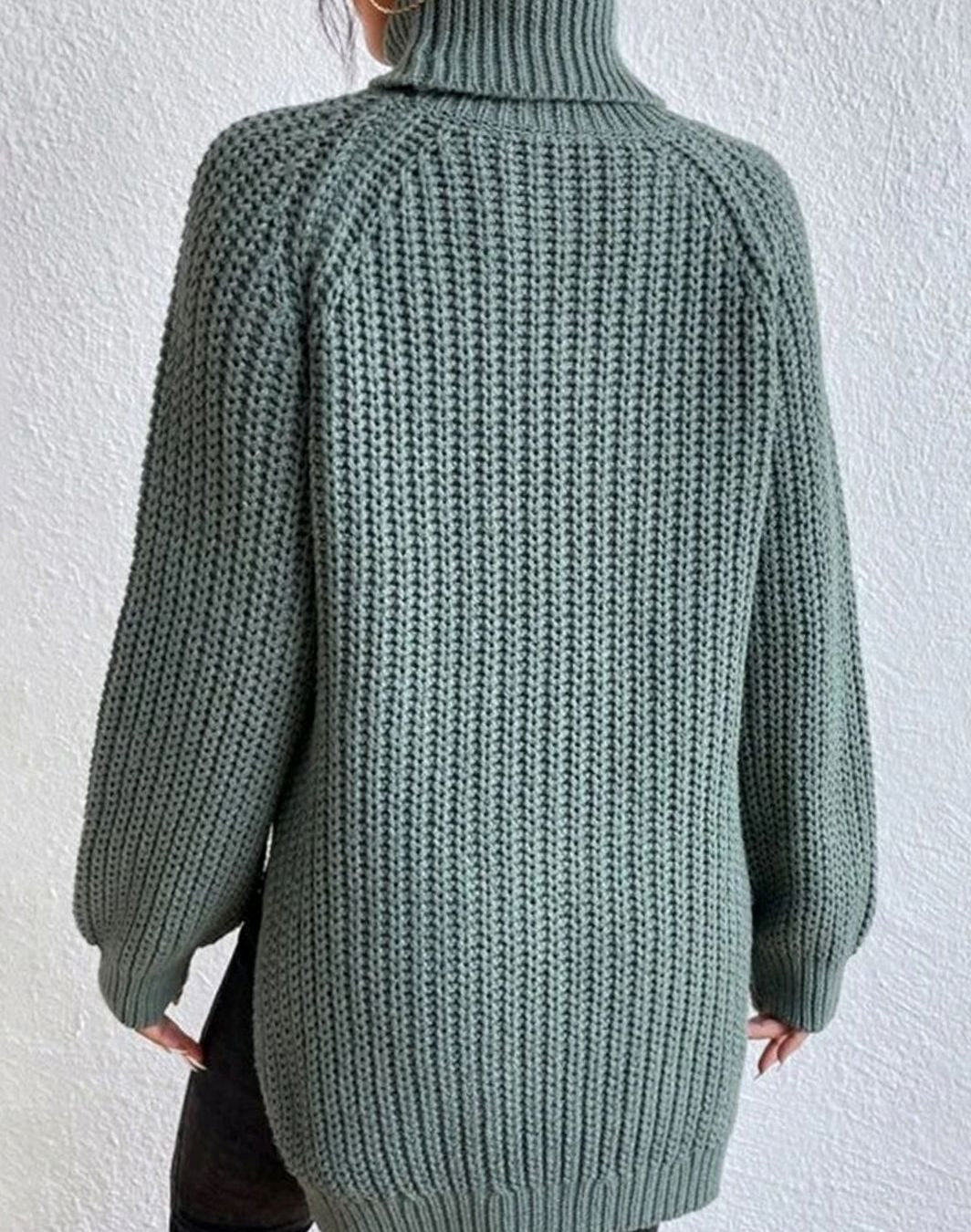Naisten ribbed knit poolokaula neulepusero väljä istuvuus