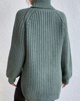 Naisten ribbed knit poolokaula neulepusero väljä istuvuus