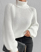 Naisten ribbed knit poolokaula neulepusero väljä istuvuus