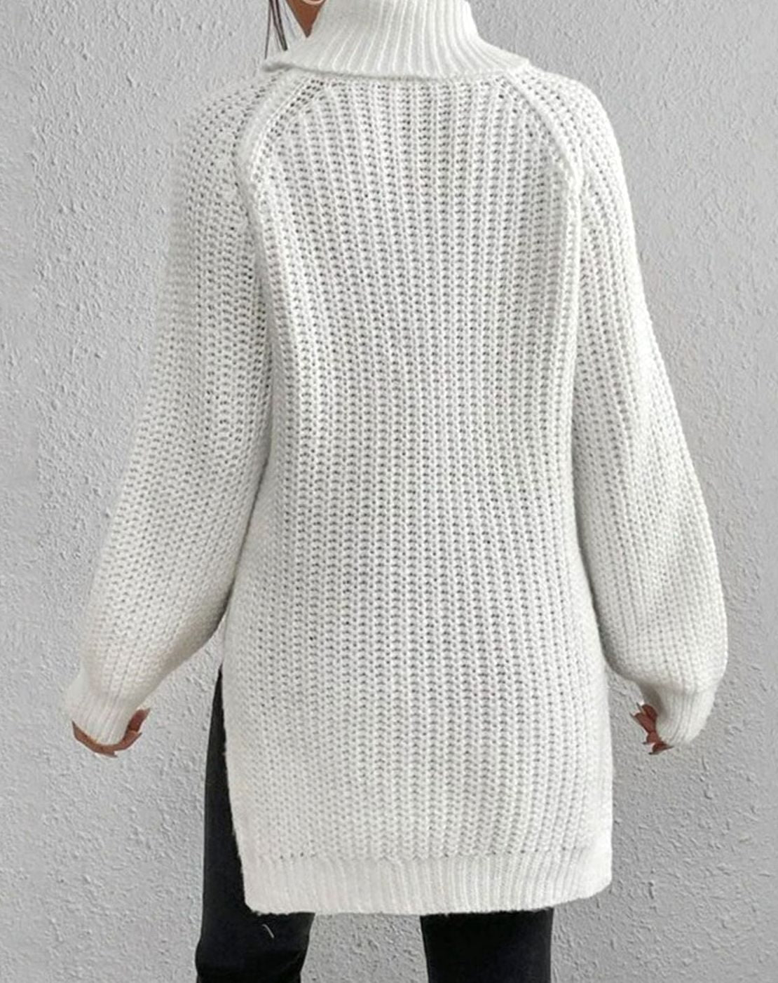 Naisten ribbed knit poolokaula neulepusero väljä istuvuus