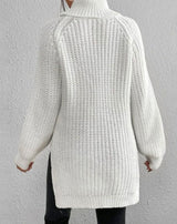 Naisten ribbed knit poolokaula neulepusero väljä istuvuus