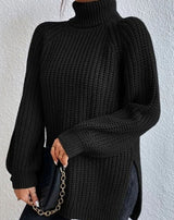 Naisten ribbed knit poolokaula neulepusero väljä istuvuus