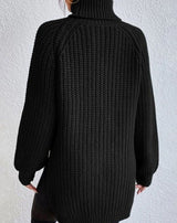 Naisten ribbed knit poolokaula neulepusero väljä istuvuus