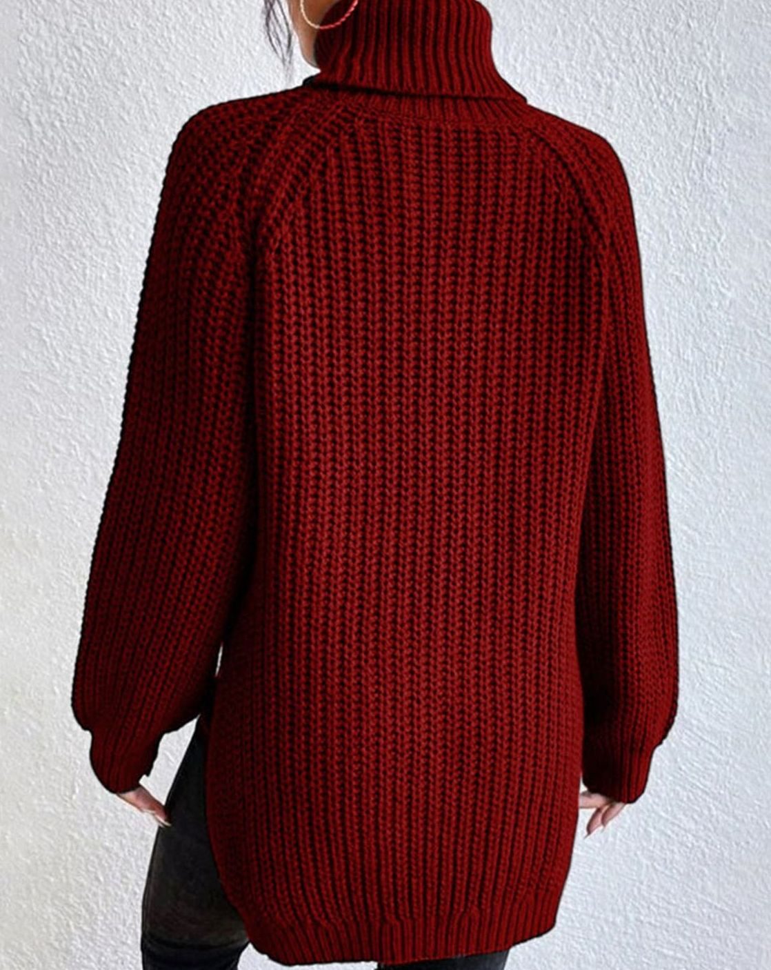 Naisten ribbed knit poolokaula neulepusero väljä istuvuus