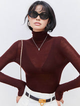 Naisten villasekoite turtleneck sweater poolokauluksella säännöllinen istuvuus