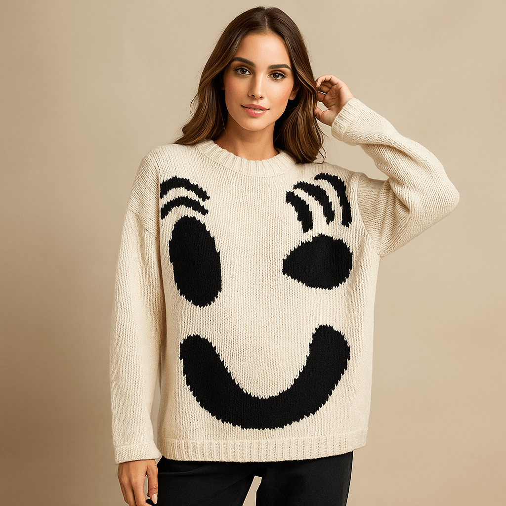 Ylisuuri Puuvillapaita - Pehmeä Mukavuus - Tyylikäs Neule - EmiyoSuomi - Neulepusero Nainen