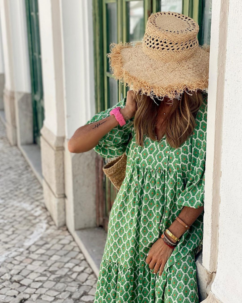Mila | Vihreä pitkä mekko-Clothing-EmiyoSuomi
